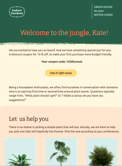Voorbeeld van een e-mail met kortingscoupon.