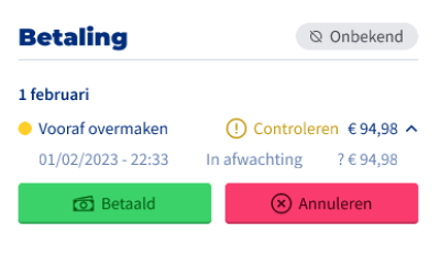 Betaalstatus onbekend