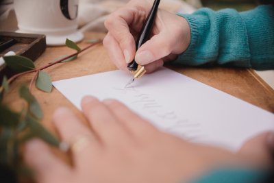 Handgeschreven kaartje bij bestelling